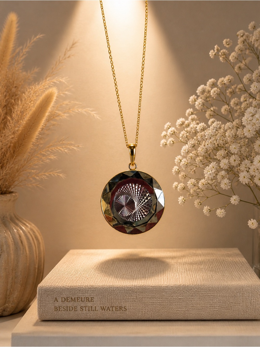 18k Japan 7.57g Gold with Faceted Center Pendant